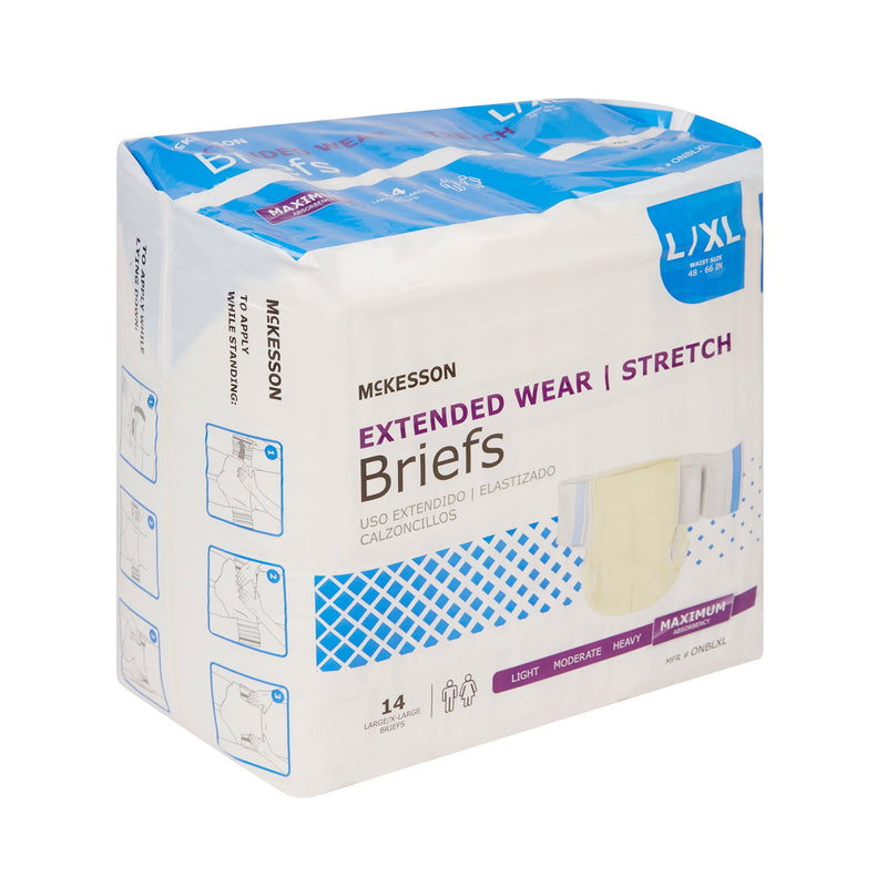 McKesson Extended Wear Unisex Adult Incontinence Brief Large / X-Large Disposable Heavy Absorbency (980311_BG) 14/BG