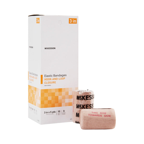 McKesson Elastic Bandage 3 Inch X 5 Yard Single Hook and Loop Closure Tan NonSterile Standard Compression (911814_RL) 1/RL