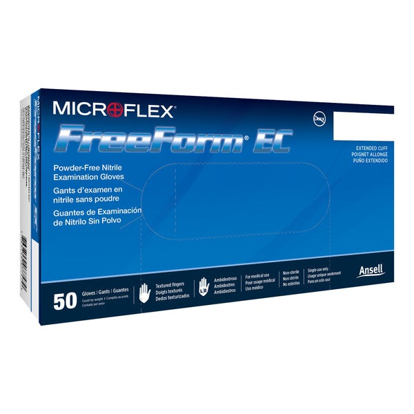 FreeForm® EC Exam Glove 2X-Large NonSterile Nitrile Extended Cuff Length Textured Fingertips Blue Not Rated (467273_BX) 1/BX