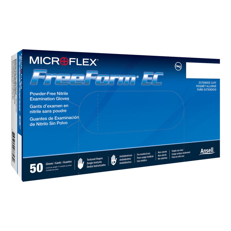 FreeForm® EC Exam Glove 2X-Large NonSterile Nitrile Extended Cuff Length Textured Fingertips Blue Not Rated (467273_BX) 1/BX