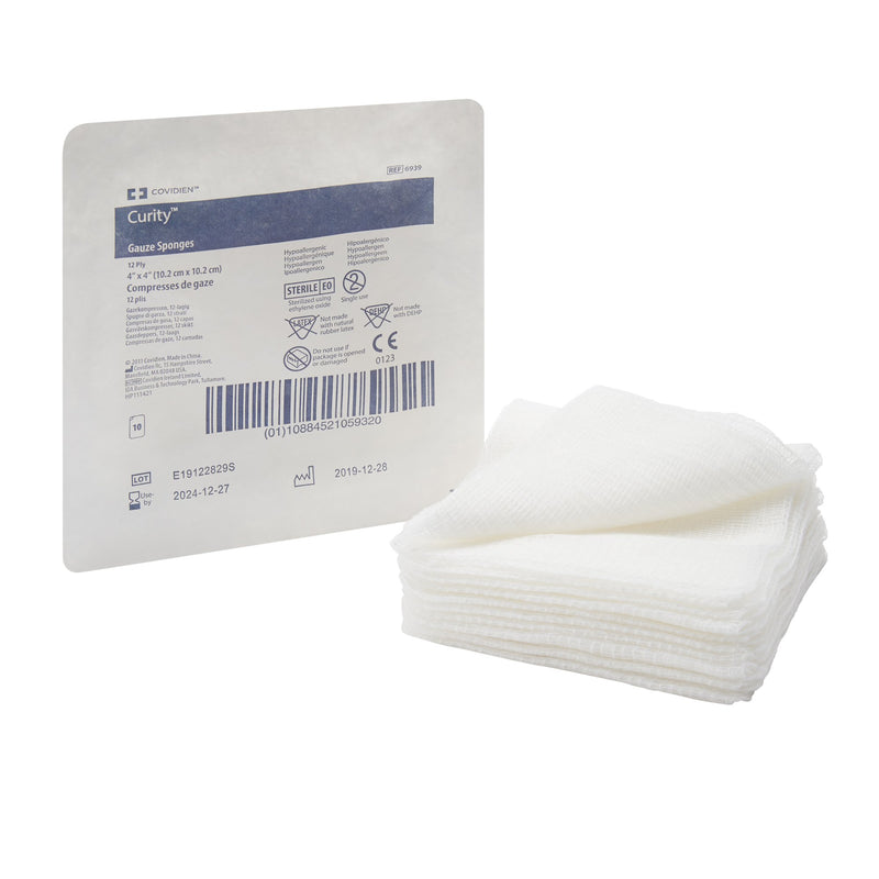Curity™ Gauze Sponge 4 X 4 Inch 12-Ply Sterile 10 per Tray (401593_TR) 10/TR