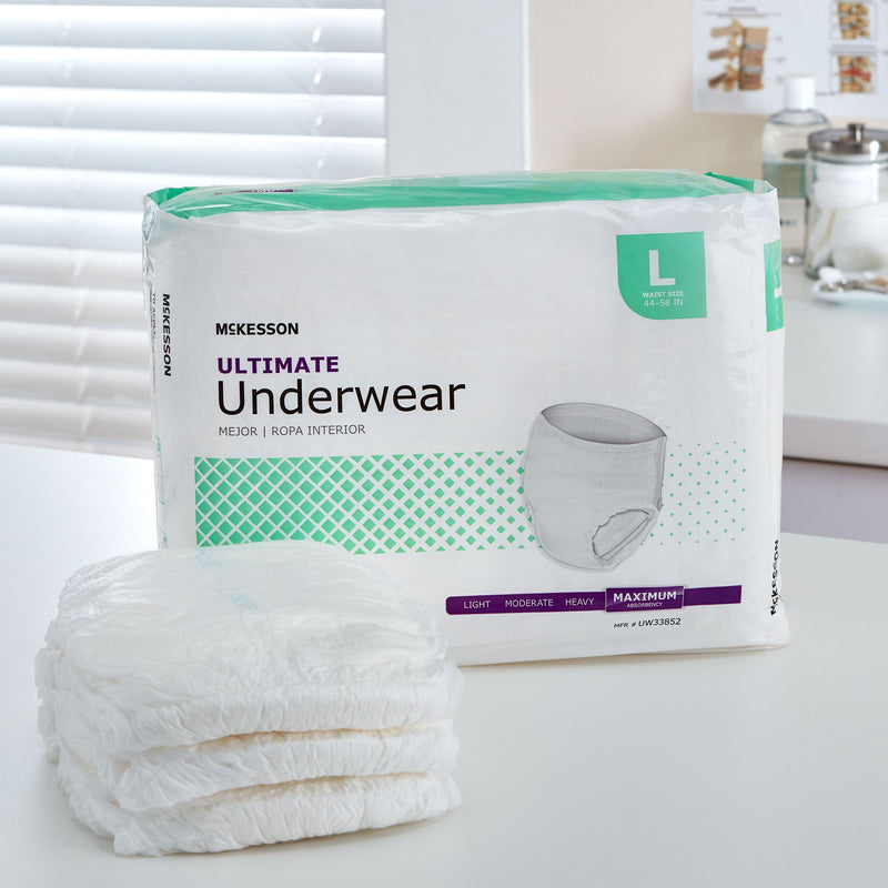 McKesson Unisex Adult Absorbent Underwear Pull On with Tear Away Seams Large Disposable Heavy Absorbency (1123836_BG) 18/BG