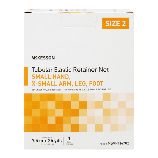 McKesson Elastic Net Retainer Dressing Tubular Elastic 7-1/2 Inch X 25 Yard (19.1 cm X 22.9 m) Size 2 White Small Hand / X-Small Arm / Leg / Foot NonSterile (1113346_CS) 10/CS