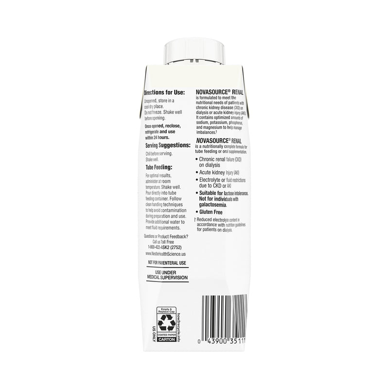 Novasource® Renal Oral Supplement Vanilla Flavor Liquid 8 oz. Carton (1178536_EA) 1/EA