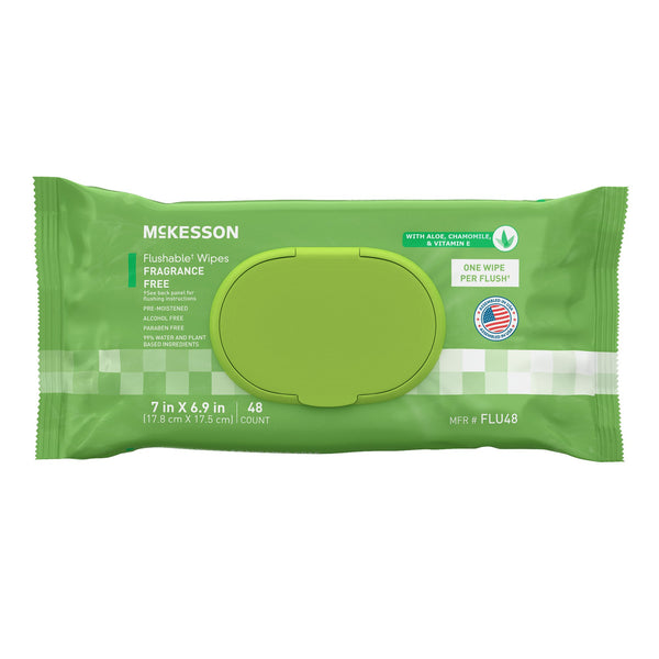 McKesson Flushable Personal Wipe Soft Pack Unscented 48 Count (1241749_PK) 48/PK