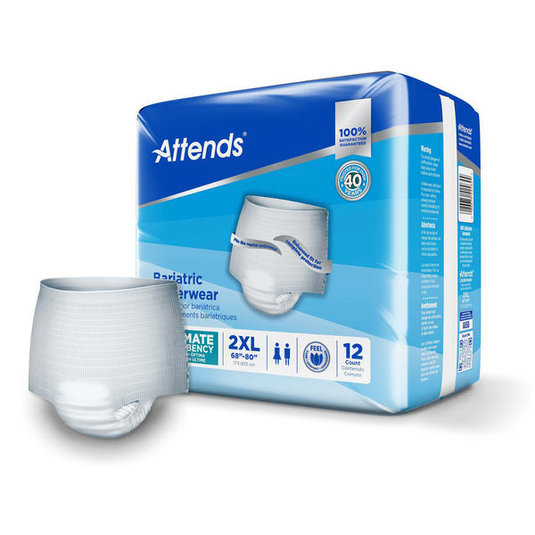 Attends® Bariatric Unisex Adult Absorbent Underwear Pull On with Tear Away Seams 2X-Large Disposable Heavy Absorbency (950228_CS) 48/CS