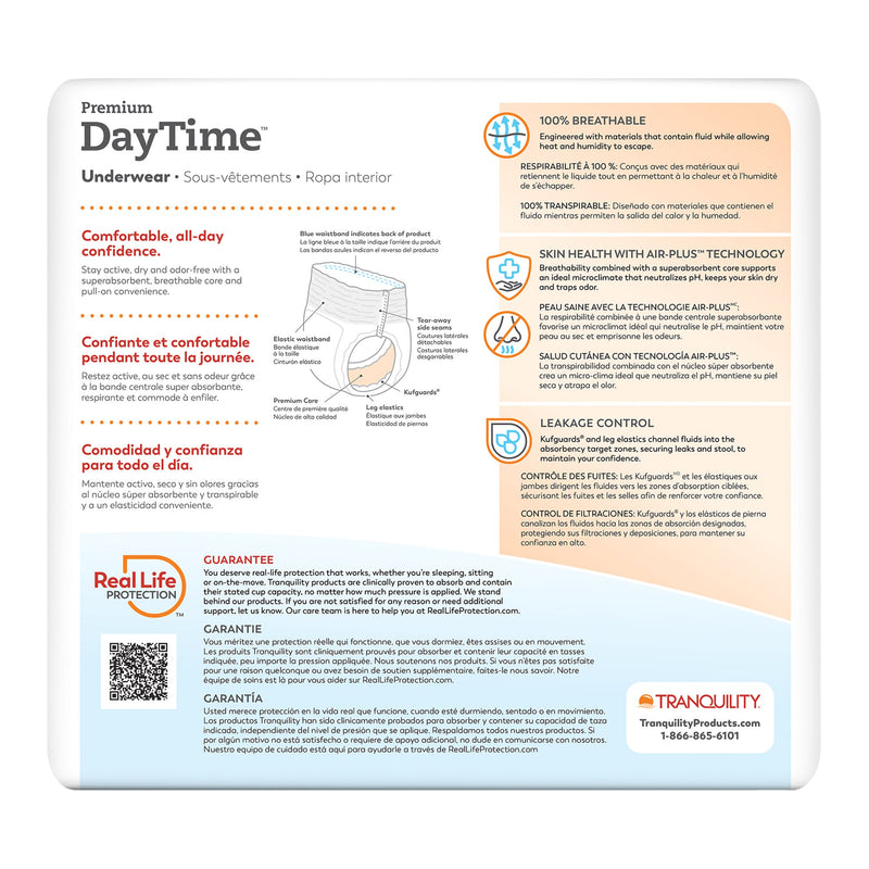 Tranquility® Premium DayTime™ Unisex Adult Absorbent Underwear Pull On with Tear Away Seams 2X-Large Disposable Heavy Absorbency (822621_CS) 48/CS
