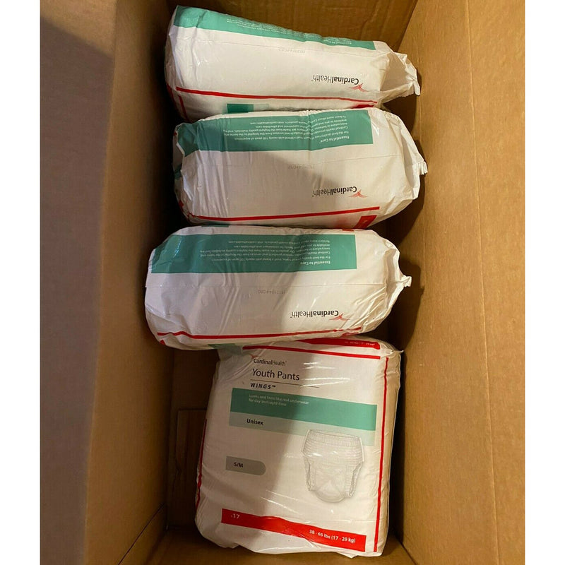 Cardinal Health™ Wings™ Unisex Youth Absorbent Underwear Pull On with Tear Away Seams Small / Medium Disposable Heavy Absorbency (724711_CS) 4/CS