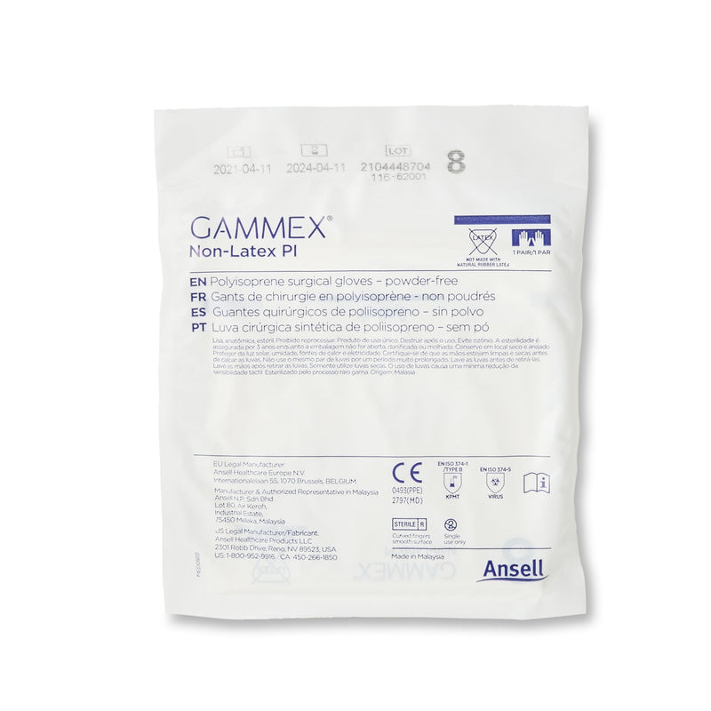 GAMMEX® Non-Latex PI Surgical Glove Size 8 Sterile Polyisoprene Standard Cuff Length Micro-Textured White Chemo Tested (765480_CS) 200/CS