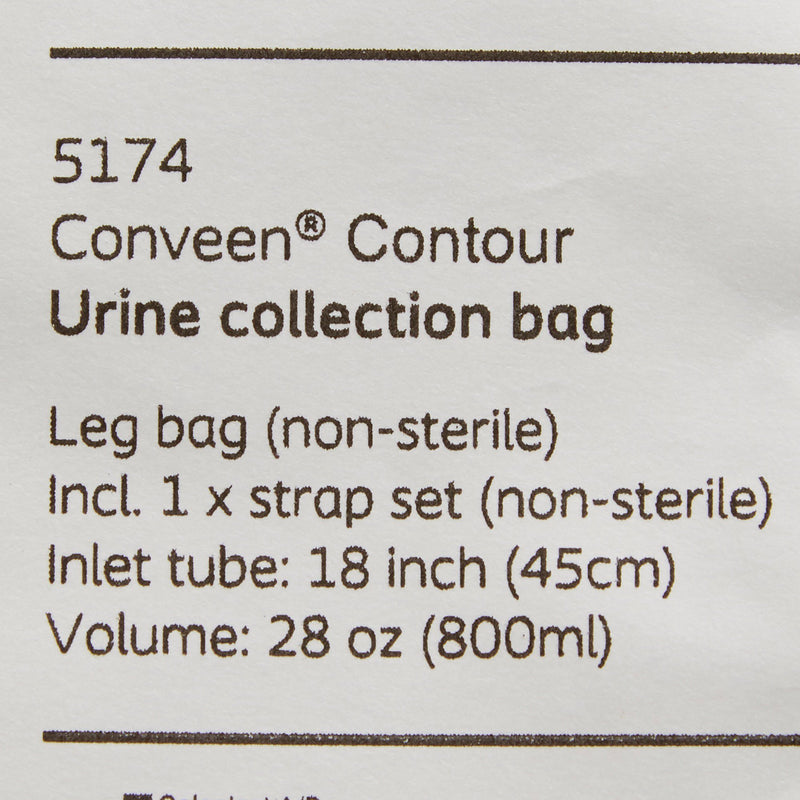 Conveen® Security+ Urinary Leg Bag Anti-Reflux Valve NonSterile 800 mL Polyethylene / Flocked (185574_EA) 1/EA