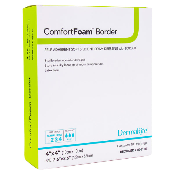 ComfortFoam™ Border Foam Dressing 4 X 4 Inch With Border Waterproof Backing Silicone Adhesive Square Sterile (835617_EA) 1/EA