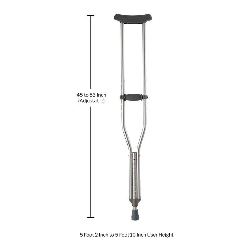 McKesson Underarm Crutches Adult 5 Foot 2 Inch to 5 Foot 10 Inch User Height Aluminum Frame 350 lbs. Weight Capacity (1065230_PR) 1/PR