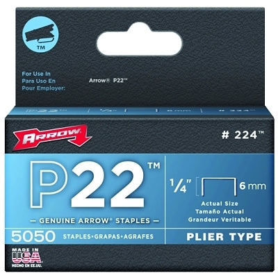 Arrow Fastener 02214 P22 STAPLES 1/4" (091-224) 1 Box