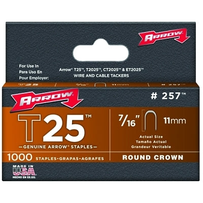 Arrow Fastener T25 Type Staples, 7/16" (091-257) 100 Packs