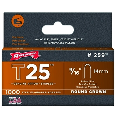 Arrow Fastener T25 Type Staples, 9/16" (091-259) 5 Packs