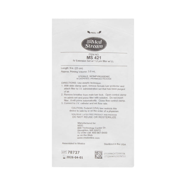 McKesson IV Extension Set Standard Bore 9 Inch Tubing 1.2 Micron Filter Sterile (1139237_EA) 1/EA