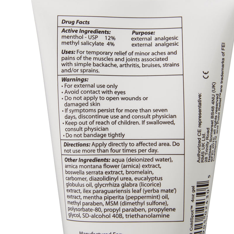 Point Relief® ColdSpot™ Topical Pain Relief 0.06% - 12% Strength Menthol / Methyl Salicylate Topical Gel 4 oz. (800238_EA) 1/EA