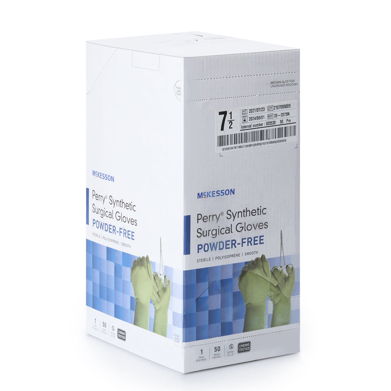 McKesson Perry® Performance Plus Surgical Glove Size 7.5 Sterile Polyisoprene Standard Cuff Length Smooth Green Chemo Tested (1044723_BX) 50/BX