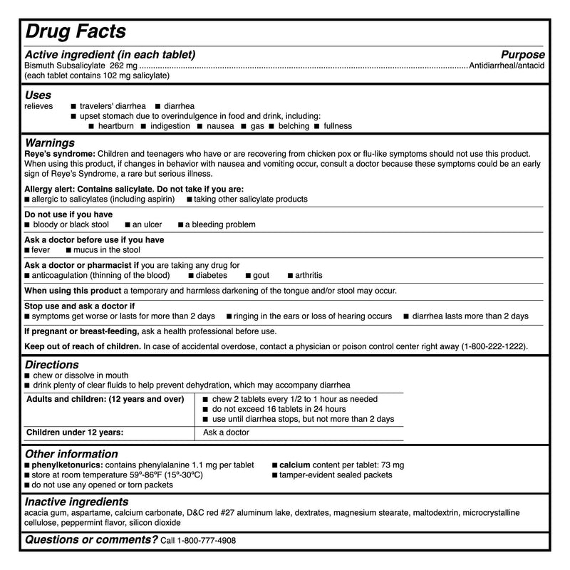 McKesson Brand Anti-Diarrheal 262 mg Strength Tablet 100 per Box (1111737_BX) 100/BX