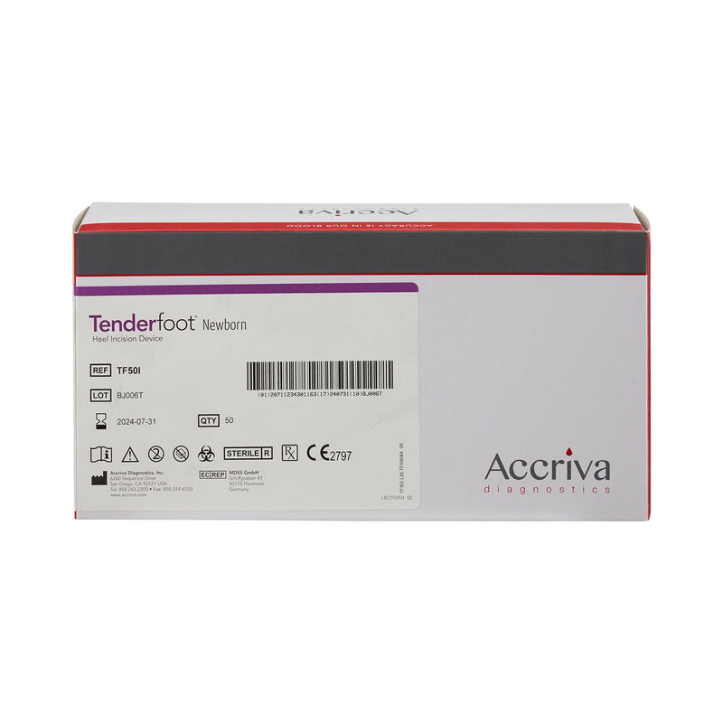 Tenderfoot® Pediatric Lancet 2.5 mm Blade Retractable Push Button Activation Heel (723763_EA) 1/EA