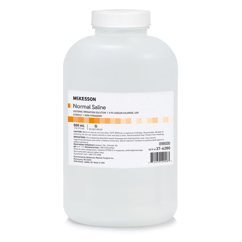 McKesson Irrigation Solution - OTC 0.9% Sodium Chloride Not for Injection Bottle, Screw Top 500 mL (733255_EA) 1/EA