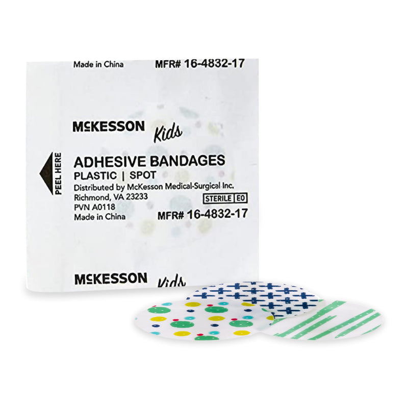 McKesson Kids™ Adhesive Spot Bandage 1 Inch Plastic Round Kid Design (Assorted Prints) Sterile (1110981_CS) 2400/CS