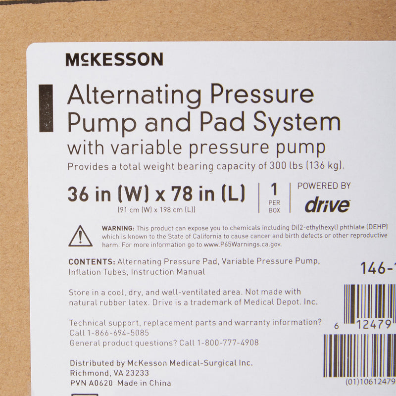 McKesson Variable Pressure Pump and Mattress Pad System Pressure Redistribution 78 L X 36 W Inch For Mattresses (1128902_EA) 1/EA
