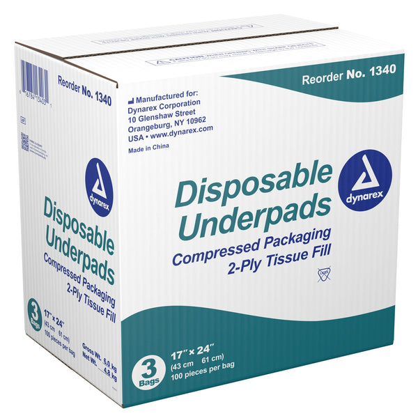 Dynarex® Disposable Underpad 17 X 24 Inch Fluff Light Absorbency (793874_BG) 100/BG