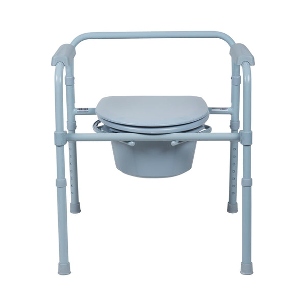McKesson 3-in-1 Commode Chair Fixed Arms Steel Frame Back Bar 13-1/2 Inch Seat Width 350 lbs. Weight Capacity (1065228_EA) 1/EA