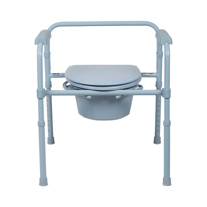 McKesson 3-in-1 Commode Chair Fixed Arms Steel Frame Back Bar 13-1/2 Inch Seat Width 350 lbs. Weight Capacity (1065228_EA) 1/EA