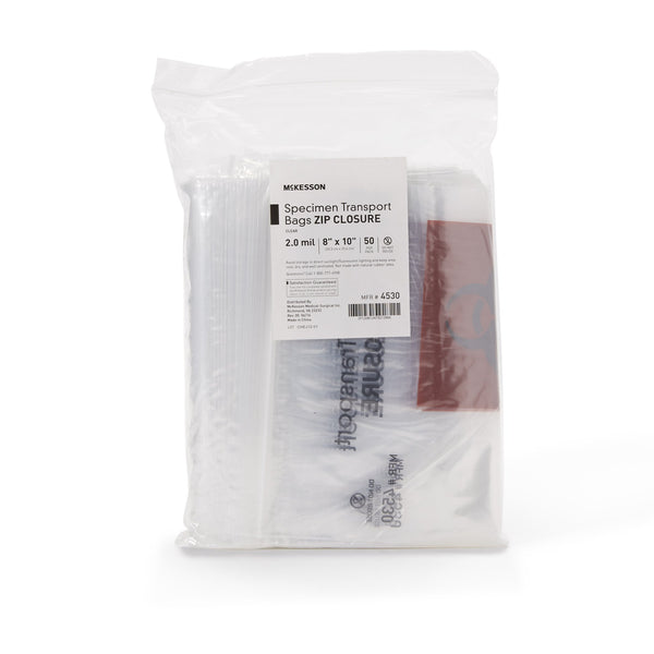 McKesson Specimen Transport Bag 8 X 10 Inch Zip Closure Biohazard Symbol / Storage Instructions NonSterile (940572_CS) 1000/CS