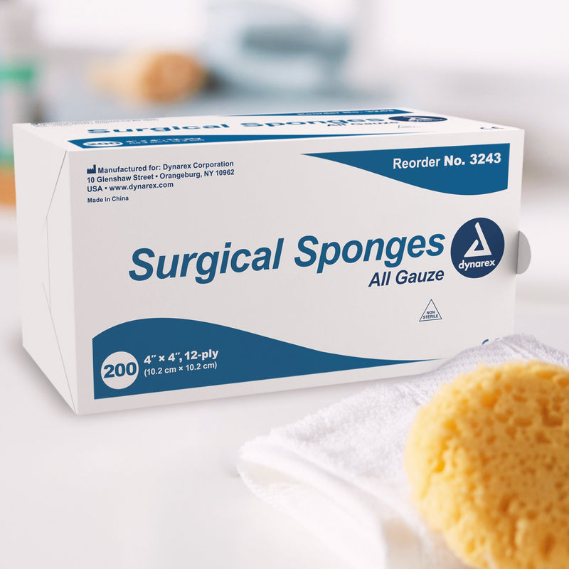 Dynarex® Gauze Sponge 4 X 4 Inch 12-Ply NonSterile 200 per Pack (575162_CS) 10/CS