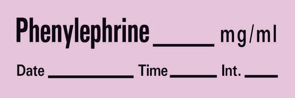 Timemed Drug Label Anesthesia Label Tape Phenylephrine_mg/mL Date_Time_Int._ Violet 1/2 X 1 Inch (236905_RL) 1/RL