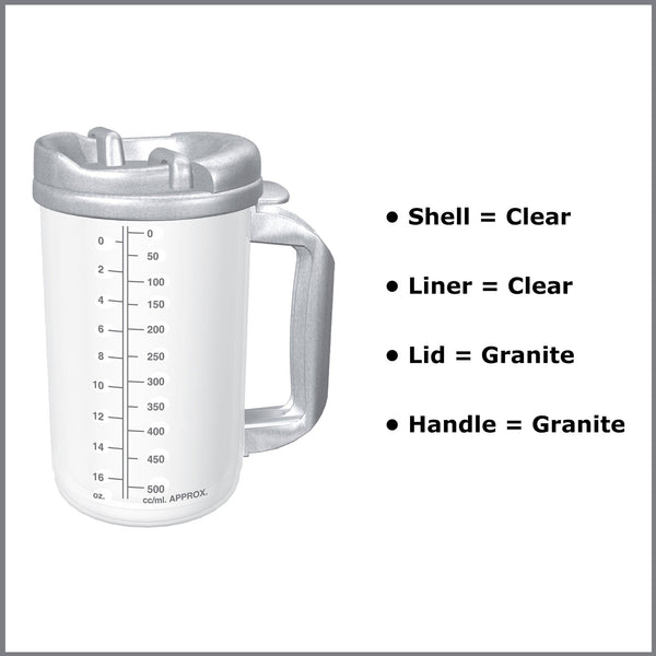 Whirley-DrinkWorks!™ Insulated Drinking Mug 20 oz. Clear Cup / Granite Lid Plastic Reusable (570986_EA) 1/EA