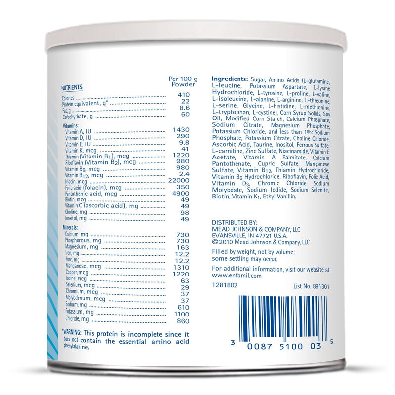 Phenyl-Free® 2 Oral Supplement Vanilla Flavor Powder 1 lb. Can (773618_CS) 6/CS