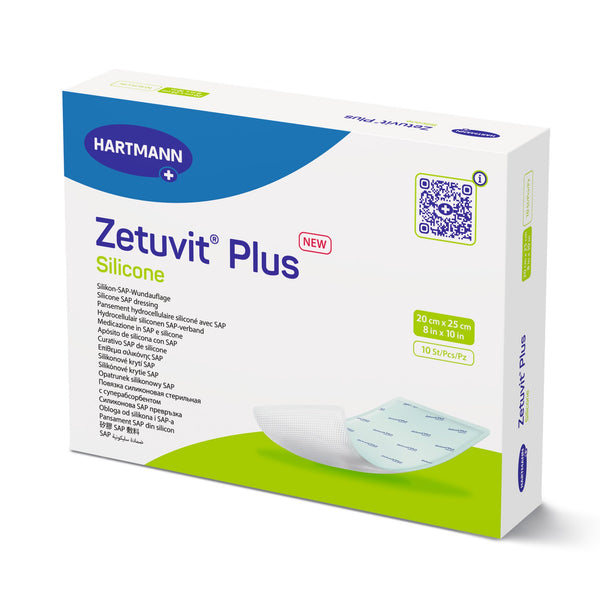Zetuvit® Plus Silicone Super Absorbent Dressing Silicone Adhesive 8 X 10 Inch Rectangle (1181540_EA) 1/EA