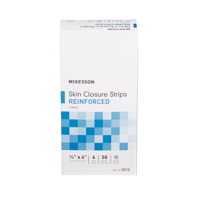 McKesson Skin Closure Strip 1/2 X 4 Inch Nonwoven Material Reinforced Strip White (876309_PK) 1/PK
