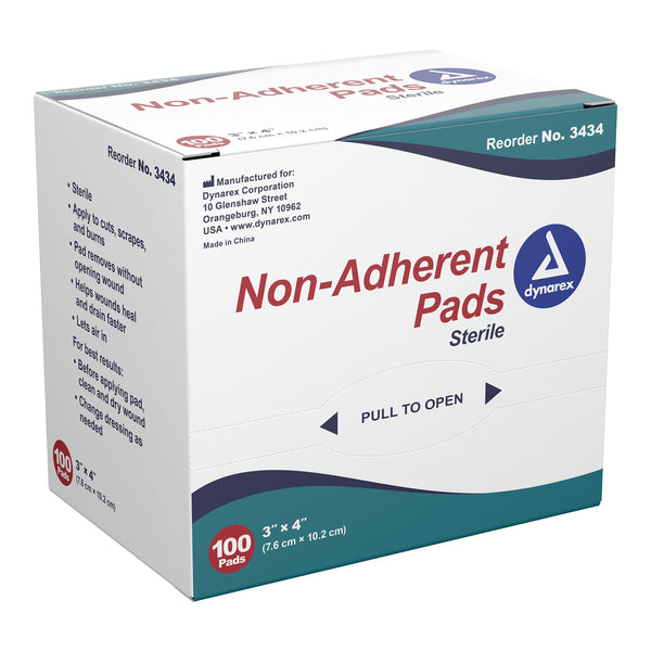 Dynarex® Non-Adherent Dressing 3 X 4 Inch Sterile 100 per Pack (246024_CS) 1200/CS