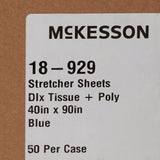 McKesson Stretcher Sheet Flat 40 W X 90 L Inch Blue 50% Cellulose Tissue / 50% Polyethylene Film Disposable (147847_CS) 50/CS