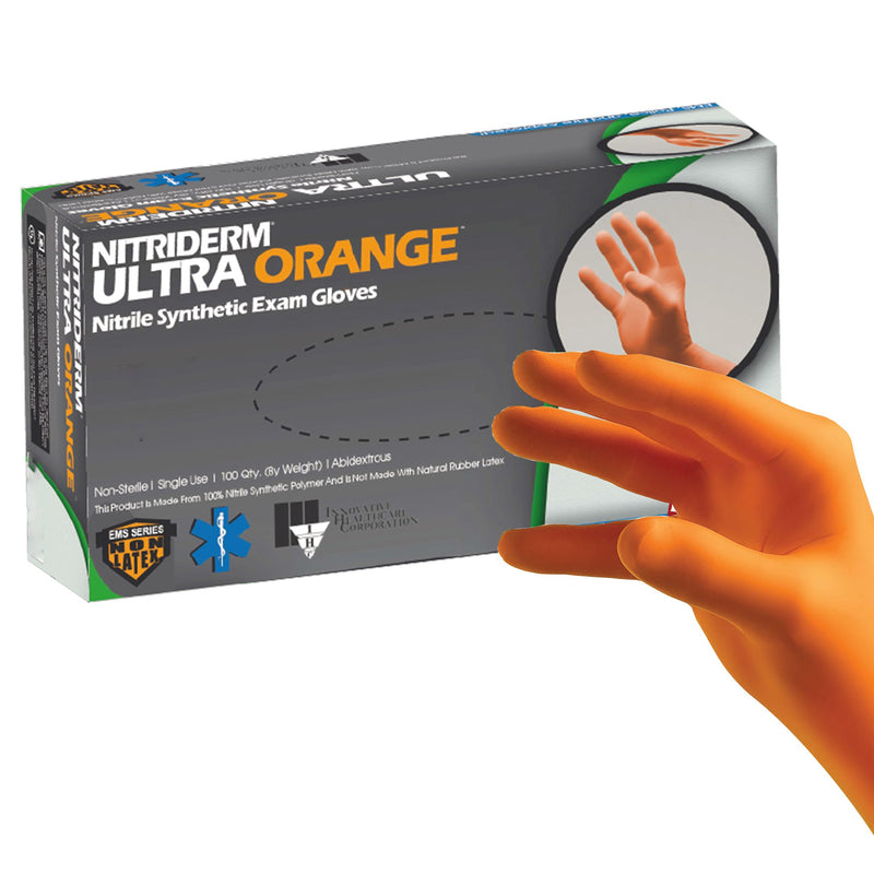 NitriDerm® Ultra Orange™ Exam Glove Small NonSterile Nitrile