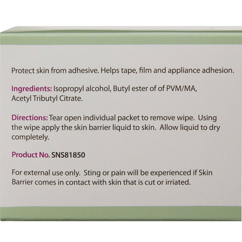 Safe N Simple™ Skin Barrier Wipe 43% / 20% Strength Isopropyl Alcohol / Butyl Ester of PVM/MA Copolymer Individual Packet NonSterile (895485_BX) 50/BX