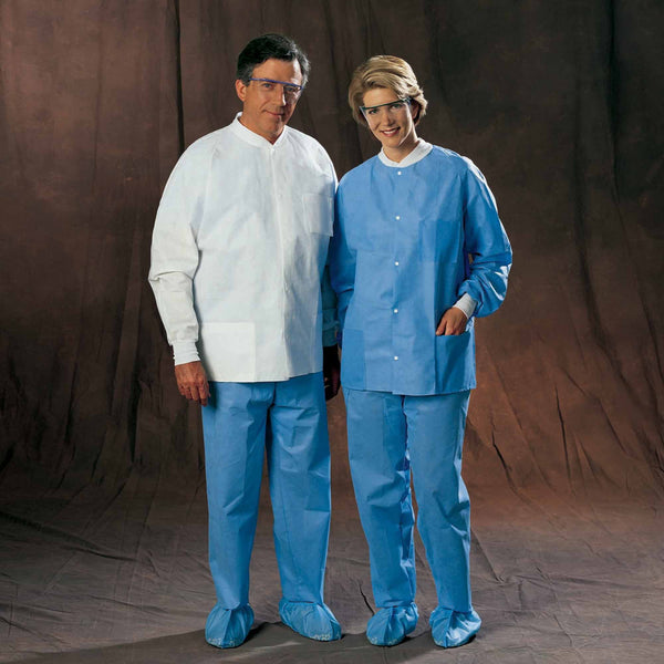 O&M Halyard Inc Lab Jacket White Medium Hip Length 3-Layer SMS Disposable (236314_EA) 1/EA