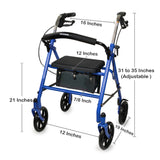 McKesson 4 Wheel Rollator Blue Adjustable Height / Folding Steel Frame (1065269_EA) 1/EA