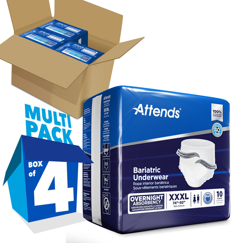 Attends® Bariatric Unisex Adult Absorbent Underwear Pull On with Tear Away Seams 3X-Large Disposable Heavy Absorbency (1184056_CS) 40/CS