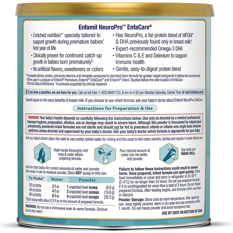 Enfamil® NeuroPro™ EnfaCare® Infant Formula Unflavored 13.6 oz. Can Powder Milk-Based Premature (1114127_EA) 1/EA