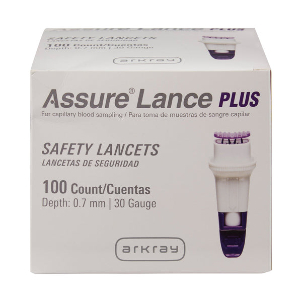 Assure® Safety Lancet 30 Gauge Protective Safety Cap Push Button Activation Finger (962941_CS) 2400/CS