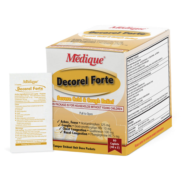 Medique Products Cold and Cough Relief 325 mg - 10 mg - 100 mg - 5 mg Strength Caplet 80 per Box (1221162_BX) 1/BX