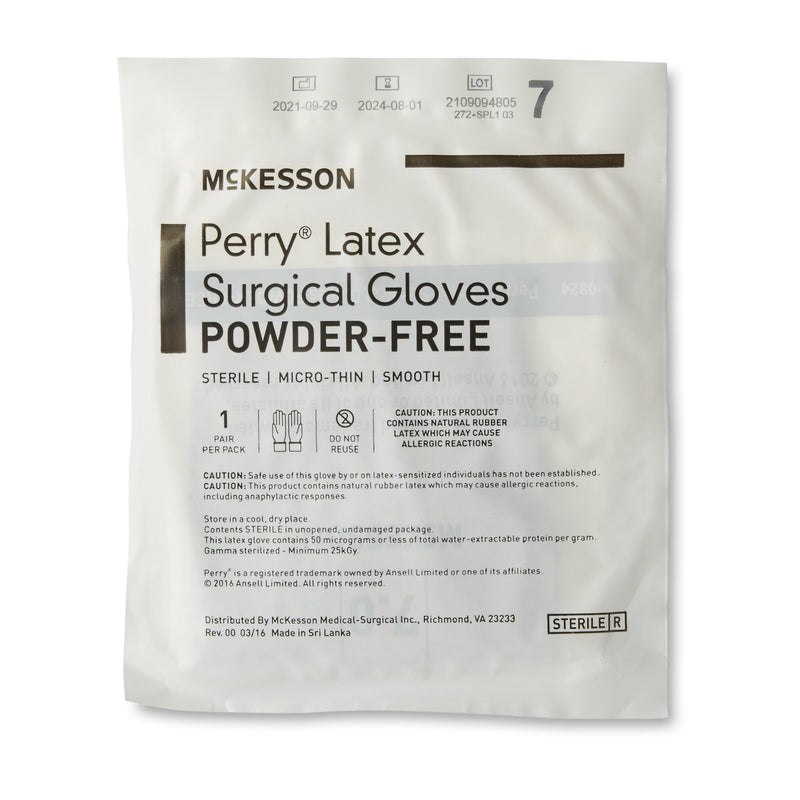 McKesson Perry® Surgical Glove Size 7 Sterile Latex Standard Cuff Length Smooth Brown Not Chemo Approved (1044730_BX) 50/BX