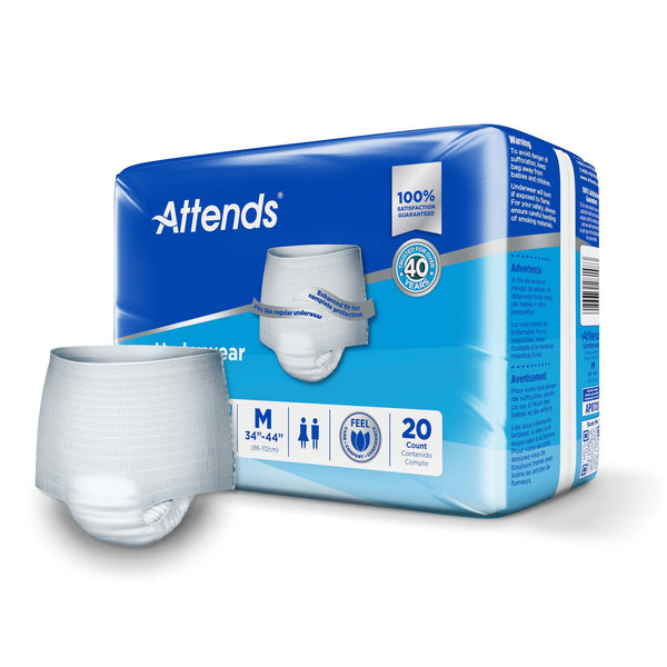 Attends® Unisex Adult Absorbent Underwear Pull On with Tear Away Seams Medium Disposable Heavy Absorbency (522093_CS) 4/CS