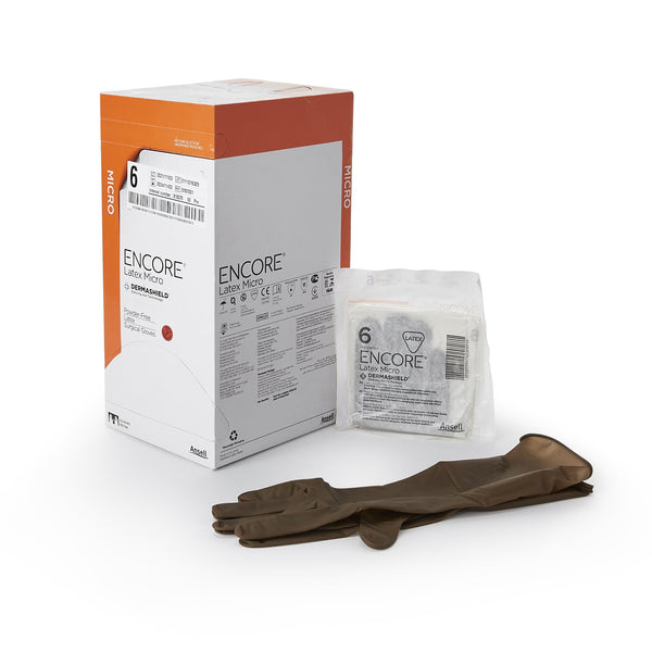 ENCORE® Latex Micro Surgical Glove Size 6 Sterile Latex Standard Cuff Length Micro-Textured Brown Chemo Tested (362175_CS) 200/CS